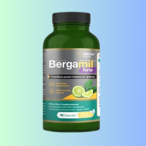 Bergamil Forte - prawidłowy poziom cholesterolu i glukozy, Xenico Pharma, 90 kapsułek VEGE Bergamil Forte - prawidłowy poziom cholesterolu i glukozy, Xenico Pharma, 90 kapsułek VEGE