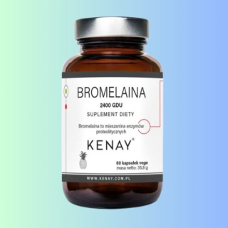 Bromelaina 2400 GDU Kenay 60 kapsułek - enzym wspomagający trawienie białek