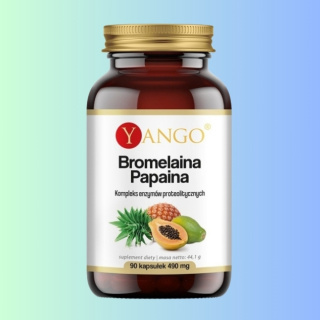Bromelaina Papaina Yango - Enzymy Proteolityczne na Trawienie, 490 mg