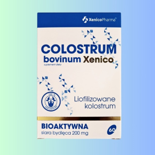 Colostrum - Liofilizowane Kolostrum Bioaktywna Siara Bydlęca, Xenico Pharma, 60 kapsułek, 200 mg