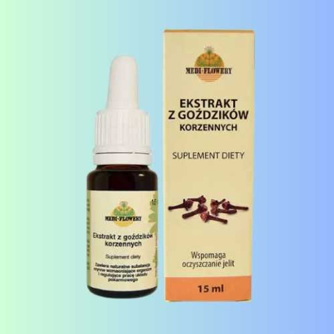 Ekstrakt z Goździków Medi-Flowery - Wsparcie dla Układu Pokarmowego, 15 ml Ekstrakt z Goździków Medi-Flowery - Wsparcie dla Układu Pokarmowego, 15 ml