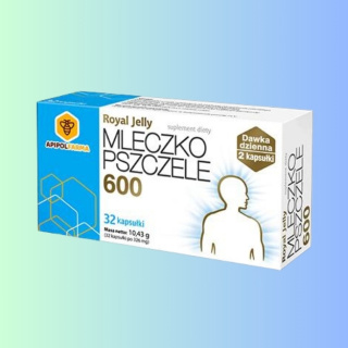 Mleczko Pszczele 600, Apipol Farma, 32 kapsułki - naturalny wzrost energii i odporności