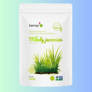 Młody Jęczmień Bio Kenay - Sproszkowany Sok z Młodego Jęczmienia, 200g