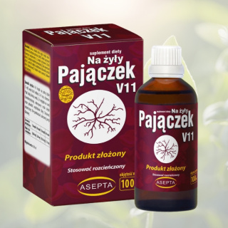 Pajączek V11 na żyły Asepta 100ml - naturalne wsparcie dla zdrowia naczyń krwionośnych