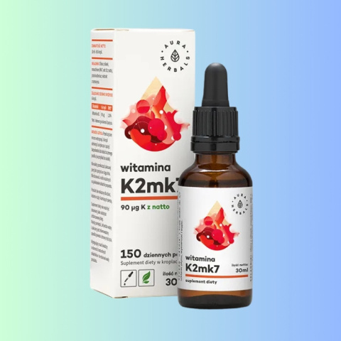 Witamina K2mk7 Aura Herbals 30ml - wsparcie dla mocnych kości i układu krążenia Witamina K2mk7 Aura Herbals 30ml - wsparcie dla mocnych kości i układu krążenia