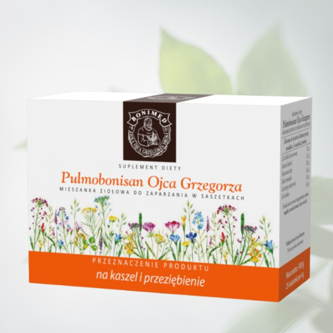 Pulmobonisan Ojca Grzegorza Sroki - mieszanka ziołowa na kaszel i przeziębienie, Bonimed, 25 saszetek Pulmobonisan Ojca Grzegorza Sroki - mieszanka ziołowa na kaszel i przeziębienie, Bonimed, 25 saszetek