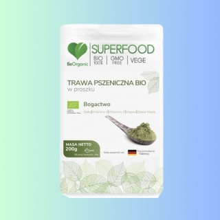 BeOrganic Trawa Pszeniczna BIO – naturalny proszek dla energii i detoksykacji organizmu 200 g