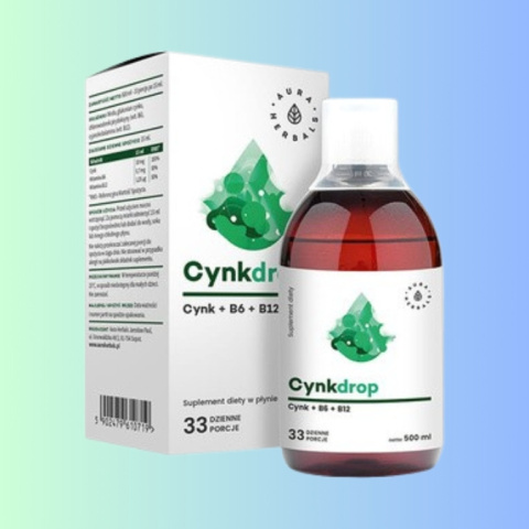 Cynkdrop - Cynk +B6 + B12 - 33 dzienne porcje w płynie, Aura Herbals, 500ml Cynkdrop - Cynk +B6 + B12 - 33 dzienne porcje w płynie, Aura Herbals, 500ml