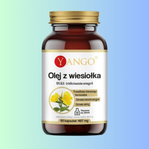 Olej z wiesiołka 10% GLA - źródło kwasów omega-6, Yango, 60 kapsułek Olej z wiesiołka 10% GLA - źródło kwasów omega-6, Yango, 60 kapsułek