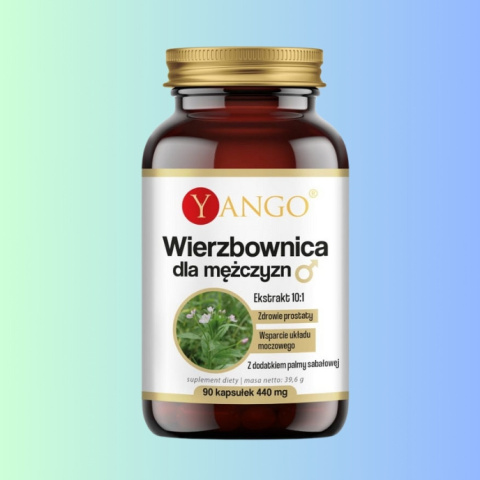 Wierzbownica dla mężczyzn Ekstrakt 10:1 - zdrowie prostaty i układu moczowego, Yango, 90 kapsułek roślinnych Wierzbownica dla mężczyzn Ekstrakt 10:1 - zdrowie prostaty i układu moczowego, Yango, 90 kapsułek roślinnych