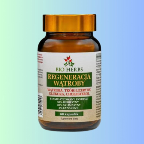 Regeneracja Wątroby - wątroba, trójglicerydy, glukoza, cholesterol, Bio Herbs, 60 kapsułek Regeneracja Wątroby - wątroba, trójglicerydy, glukoza, cholesterol, Bio Herbs, 60 kapsułek