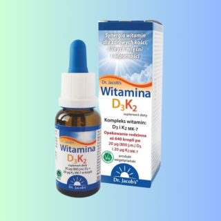 Witamina D3K2 FORTE - kompleks witamin w zestawie rodzinnym, Dr. Jacob`s, 20ml
