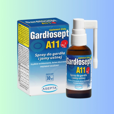 Gardłosept A11 - spray do gardła i jamy ustnej, Asepta, 30 ml Gardłosept A11 - spray do gardła i jamy ustnej, Asepta, 30 ml