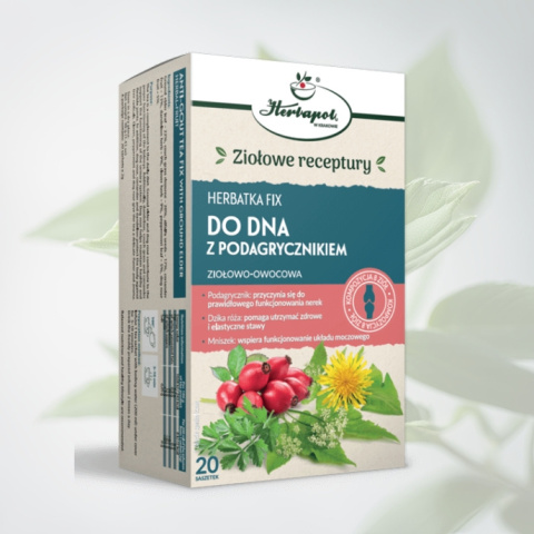 Herbatka Fix NA DO DNA Z PODAGRYCZNIKIEM ziołowo-owocowa Herbapol 20 saszetek - wspomaga walkę z dną moczanową Herbatka Fix NA DO DNA Z PODAGRYCZNIKIEM ziołowo-owocowa Herbapol 20 saszetek - wspomaga walkę z dną moczanową