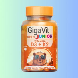 GigaVit Junior Witamina D3+K2 1000iu - żelki o smaku pomarańczowym, Asepta, 60 szt