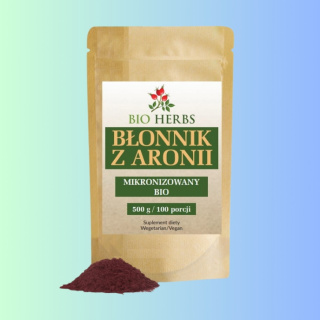 Błonnik z Aronii Mikronizowany - Polifenole, Minerały, Witaminy 100 porcji, Bio Herbs, 500g