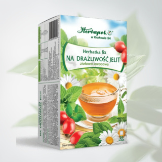 Herbatka NA DRAŻLIWOŚĆ JELIT Ziołowo-Owocowa Herbapol - Naturalna ulga w problemach trawiennych, 20 saszetek