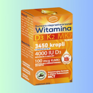Witamina D3 K2 MK7 Asepta z olejem MCT - 960 kropli na ponad 10 miesięcy, 30ml