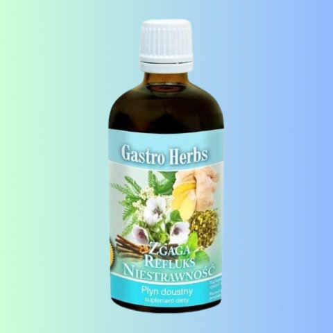 Gastro Herbs - Zgaga, Refluks, Niestrawność, Inwent Herbs, 100ml Gastro Herbs - Zgaga, Refluks, Niestrawność, Inwent Herbs, 100ml
