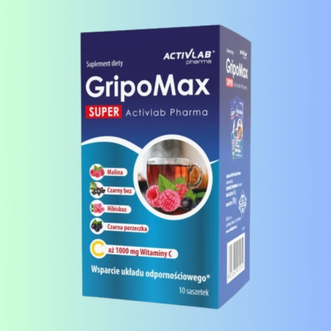 Produkt bez nazwyGripoMax SUPER, Activlab Pharma, 10 saszetek – odporność i wsparcie w okresie przeziębień Produkt bez nazwyGripoMax SUPER, Activlab Pharma, 10 saszetek – odporność i wsparcie w okresie przeziębień