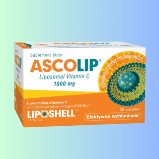 ASCOLIP Liposomal Vitamin C 1000mg, Lipid Systems, 30 saszetek – wysoka biodostępność witaminy C