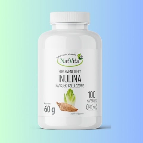 INULINA – naturalny prebiotyk w kapsułkach celulozowych, NatVita, 100 kapsułek (60g) INULINA – naturalny prebiotyk w kapsułkach celulozowych, NatVita, 100 kapsułek (60g)