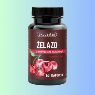Skoczylas ŻELAZO – trzy formy żelaza z witaminą C, suplement diety, 60 kapsułek