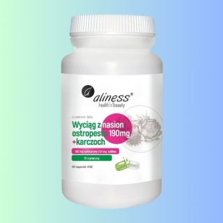 Health `n` Beauty Wyciąg z nasion ostropestu + karczoch, Aliness, 100 kapsułek VEGE