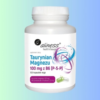 Aliness Health'n'Beauty Taurynian Magnezu 100mg z B6 (P-5P), Medicaline, 100 kapsułek VEGE