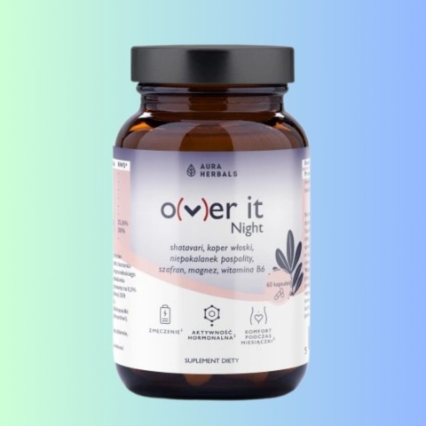 Over It Night Aura Herbals – wsparcie i komfort w czasie miesiączki, 60 kapsułek
