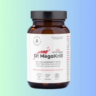 O! MegaKrill Aura Herbals – 1180 mg, suplement wspierający serce i układ krążenia, 60 kapsułek