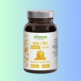 BIOWEN Omega 3 Forte – DHA i EPA z witaminą E, suplement wspierający serce i mózg, 90 kapsułek