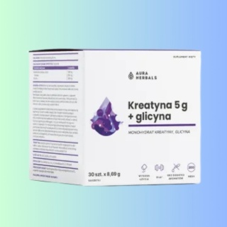 Kreatyna 5 g, monohydrat + glicyna, Aura Herbals, 30 saszetek