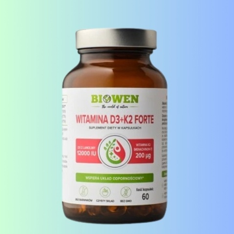Witamina D3+K2 Forte Biowen 60 kapsułek na kości, zęby i odporność