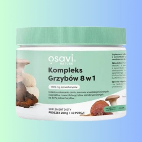 OSAVI Kompleks Grzybów 8 w 1 200 g Soplówka Jeżowata Reishi Cordyceps Chaga