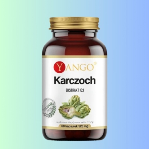 YANGO Karczoch ekstrakt 10:1 60 kapsułek suplement diety wspiera wątrobę i utrzymanie prawidłowego poziomu cholesterolu