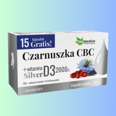 Czarnuszka CBC Silver – 75 kapsułek, olej z nasion czarnuszki tłoczony – EkaMedica