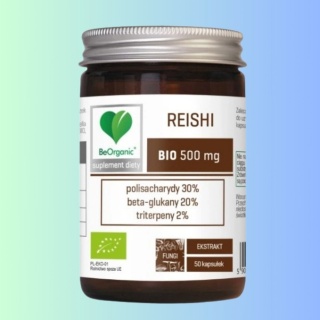 Reishi BIO ekstrakt 500 mg – 50 kapsułek VEGE, naturalne wsparcie odporności – BeOrganic