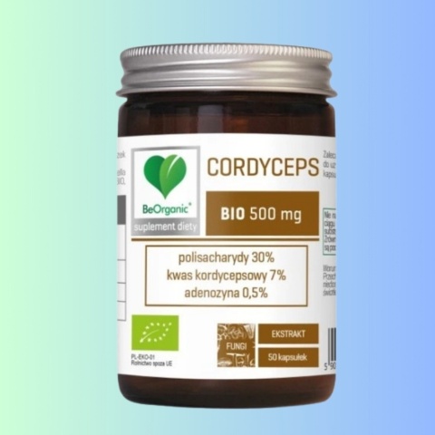Cordyceps BIO ekstrakt 500 mg – 50 kapsułek VEGE, naturalne wsparcie energii i odporności – BeOrganic