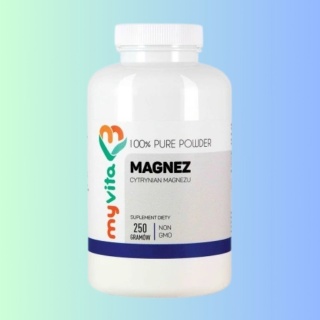 Cytrynian Magnezu MyVita – magnez w proszku o wysokiej przyswajalności, 250 g