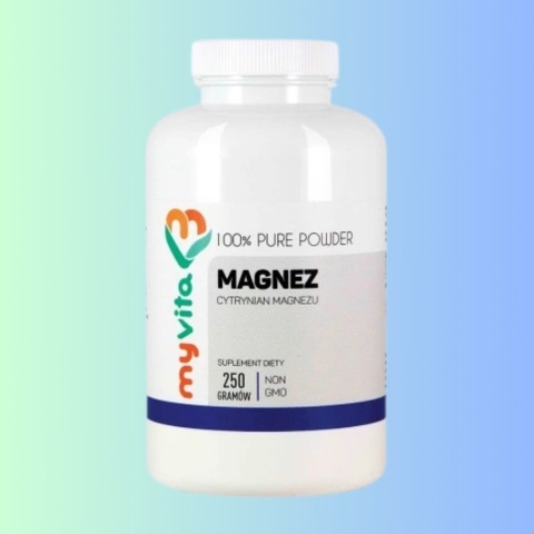 Cytrynian Magnezu MyVita – magnez w proszku o wysokiej przyswajalności, 250 g