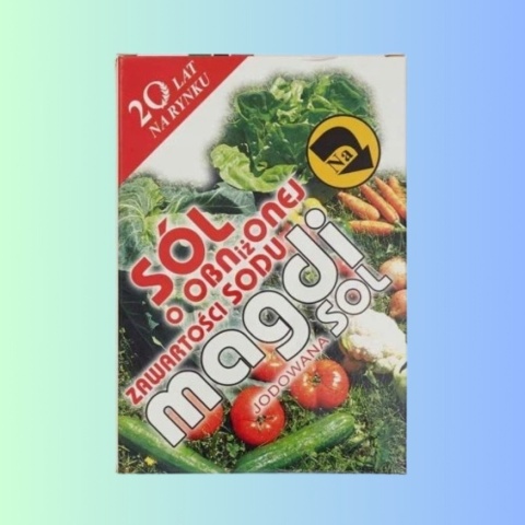Sól niskosodowa JODOWANA – 500 g, naturalne wsparcie diety niskosodowej – Magdisol