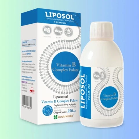 Aliness Liposol™ B Complex Folate 100% – liposomalny kompleks witamin B na energię i układ nerwowy, 250 ml
