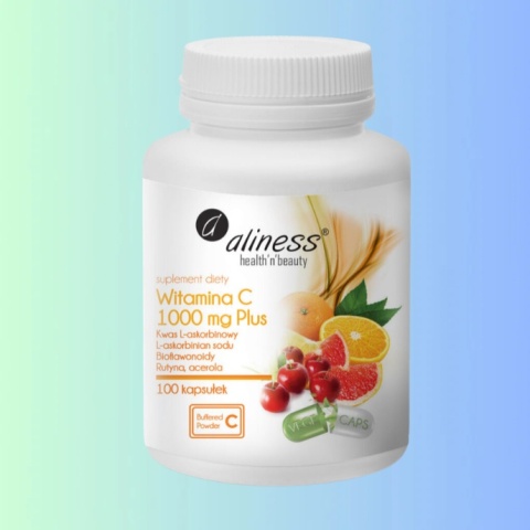 Aliness Witamina C 1000 mg Plus – buforowana witamina C z bioflawonoidami i acerolą, 100 kapsułek VEGE