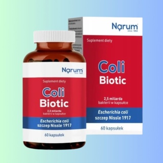 Coli Biotic – probiotyk Escherichia coli Nissle 1917 2,5 mld CFU na kapsułkę Narum 60 kapsułek