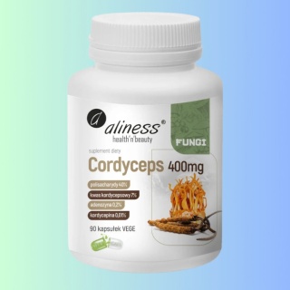 Cordyceps 400 mg ekstrakt z owocników – polisacharydy, adenozyna i kordycepina 90 kapsułek vege