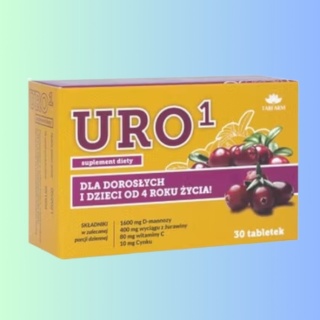 D-mannoza 400 mg na wsparcie dróg moczowych z żurawiną, witaminą C i cynkiem Uro 1 Virde 30 tabletek