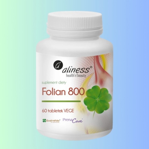 Folian dla kobiet planujących ciążę i w ciąży – Aliness Quatrefolic® 800 µg, 60 tabletek VEGE