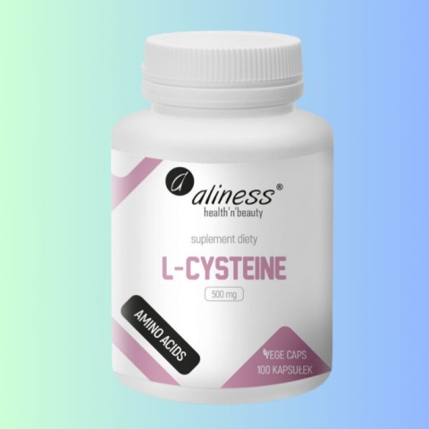 L-Cysteina 500 mg Aliness – aminokwas siarkowy wspierający syntezę białek, 100 kapsułek VEGE