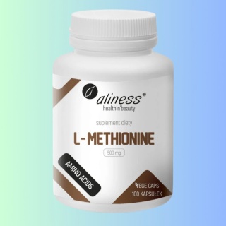 L-Metionina 500 mg Aliness – aminokwas siarkowy dla osób na diecie roślinnej, 100 kapsułek VEGE